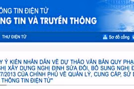 Dự thảo Nghị định được đăng trên Cổng của Chính phủ và Bộ TT&TT từ 23/4