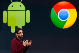 Sundar Pichai, phó chủ tịch cấp cao của Android, Chrome và Apps của Google Inc., phát biểu trong Hội nghị các nhà phát triển Google I / O (Ảnh: CNBC)