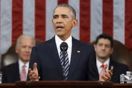 Ông Obama đọc bài phát biểu thông điệp liên bang - Ảnh: Reuters