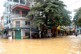 Thành phố Yên Bái chìm trong biển nước. Ảnh:Báo Yên Bái.