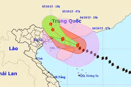 Vị trí và hướng di chuyển của bão sõ 4 - Nguồn: Trung tâm Dự báo khí tượng thủy văn Trung ương