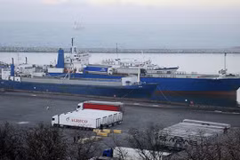 Tàu Nga tại cảng Zonguldak, Thổ Nhĩ Kỳ ngày 9.12.2015 - Ảnh chụp màn hình DailySabah