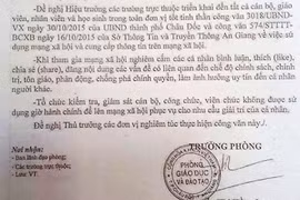 Văn bản cấm giáo viên, học sinh bình luận, chia sẻ…của Phòng GD&ĐT TP Châu ĐốcTheo ông Tuấn, văn bản của Phòng GD&ĐT TP Châu Đốc “chưa chuẩn” nên cần phải rút kinh nghiệm. “Sau khi xem xét văn bản của Phòng GD&ĐT TP liên quan đến việc “cấm” giáo viên, học