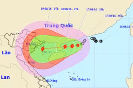Vị trí và dự báo đường đi của áp thấp nhiệt đới - Nguồn: Trung tâm dự báo khí tượng thủy văn Trung ương