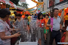 Người dân Singapore đi mua sắm đồ Tết tại Chinatown