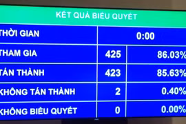 Kết quả biểu quyết thông qua dự án Bộ luật Tố tụng hình sự (sửa đổi) - Ảnh: L.K 