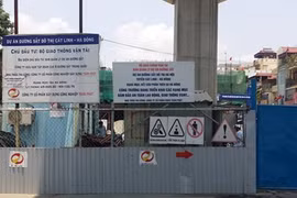 Khu vực xảy ra sự cố sáng 25/8 tại dự án đường sắt trên cao tuyến Cát Linh - Hà Đông