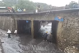 Bất chấp nguy hiểm do mưa lũ, người dân dầm mình dưới suối mót than