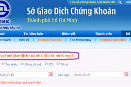 Dữ liệu giao dịch NDTNN - Ảnh chụp màn hình website HOSE