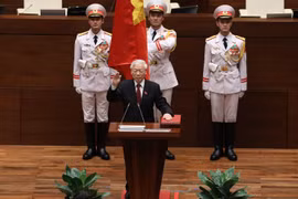 Chủ tịch nước Nguyễn Phú Trọng tuyên thệ nhậm chức. Ảnh VGP/Nhật Bắc