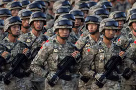 Binh lính Trung Quốc tham gia buổi diễu binh trong buổi lễ kỷ niệm kết thúc Chiến tranh thế giới thứ hai. Ảnh: Getty Images
