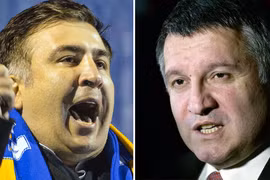 Ông Mikheil Saakashvili (trái) và Arsen Avakov (phải). Ảnh: Sputnik