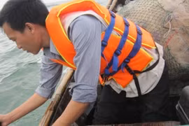 Cơ quan chức năng khảo sát, lấy mẫu khu vực biển xã Quảng Công ngày 21.4. Ảnh: Sở Tài nguyên và Môi trường tỉnh Thừa Thiên - Huế.