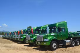 61 xe đầu kéo của Công ty TNHH một thành viên Hào Hưng Quảng Ngãi mua từ Trung Quốc - Ảnh: Hiển Cừ