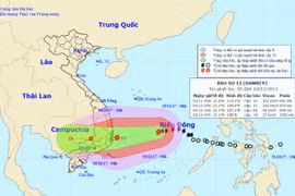 Hình đồ họa đường đi của bão số 12. Nguồn: Trung tâm dự báo khí tượng thủy văn 