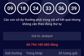 Kết quả mở thưởng kỳ 72 xác định 1 vé trúng giải Jackpot với dãy số may mắn 09-18-24-33-36-39.