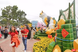 Linh vật mèo tại đường hoa xuân Đà Nẵng Tết Quý Mão