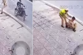 Hiện trường vụ việc Thiếu tá N.X.C - Cán bộ Đội CSGT - TT, Công an huyện Hưng Nguyên, Nghệ An bị tông gãy chân.