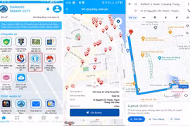 Giao diện hỗ trợ tìm kiếm nhà vệ sinh miễn phí lên app Danang Smart City