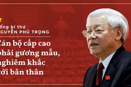 Tổng bí thư Nguyễn Phú Trọng cho rằng cán bộ chức càng cao thì càng phải nghiêm khắc với bản thân. Đồ họa: Phượng Nguyễn.