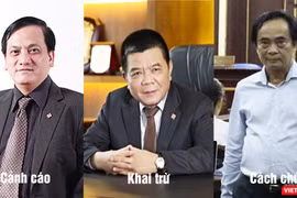 Ông Trần Bắc Hà (giữa) – ông Trần Lục Lang (trái) - ông Đoàn Ánh Sáng (phải) là những đồng hương, trưởng thành từ Chi nhánh BIDV Bình Định.