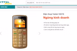 Viettel Store hiện đã thông báo ngừng kinh doanh mẫu điện thoại Viettel V6216. (Ảnh chụp màn hình viettelstore.vn)
