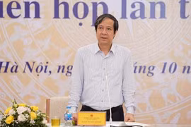Bộ trưởng Bộ Giáo dục và Đào tạo Nguyễn Kim Sơn - Chủ tịch Hội đồng Giáo sư Nhà nước nhiệm kỳ 2018-2023 - chủ trì phiên họp (ảnh: Hội đồng Giáo sư Nhà nước).