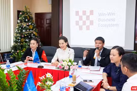 Ông Trương Văn Toản - Phó Giám đốc Win Home phát biểu tại cuộc gặp gỡ báo chí sáng 11/12