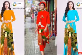 Bức tranh sơn mài “Ao sen” của họa sĩ Bùi Trọng Dư bị ăn cắp để in trên áo dài