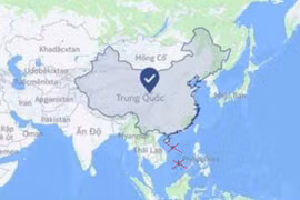 Ảnh chụp màn hình bản đồ của Facebook xác định cả Hoàng Sa, Trường Sa khi chọn vị trí "Trung Quốc".