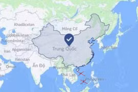 Ảnh chụp màn hình bản đồ của Facebook xác định cả Hoàng Sa, Trường Sa khi chọn vị trí "Trung Quốc" (ảnh chụp ngày 1/7/2018).