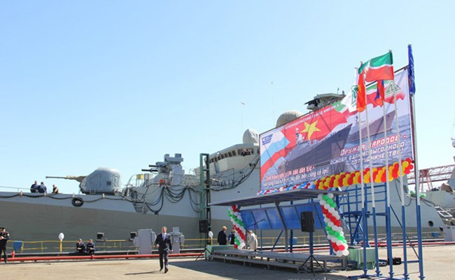 Chiến hạm Gepard 3.9 thứ 3 của VN trong lễ hạ thuỷ.