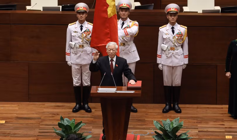 Chủ tịch nước Nguyễn Phú Trọng tuyên thệ nhậm chức. Ảnh VGP/Nhật Bắc