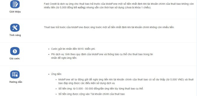 Phí dịch vụ ứng tiền tính theo quy định của MobiFone