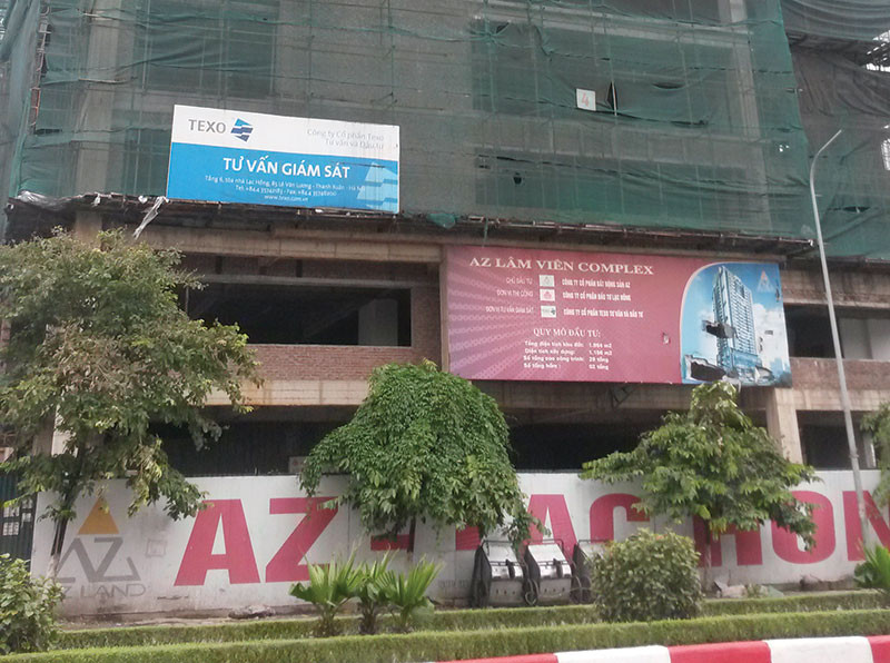 Khởi công từ năm 2010, đến tầng 4 rồi "đắp chiếu". Đầu năm 2014, Dự án AZ Lâm Viên (quận Cầu Giấy) bất ngờ được tái khởi động với nhà thầu mới. Tuy nhiên, dự án này chỉ được triển khai thêm 10 sàn, rồi lại "đắp chiếu" không hẹn ngày hoàn thiện