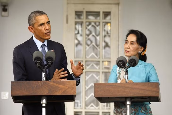 Tổng thống Obama và bà Aung San Suu Kyi.