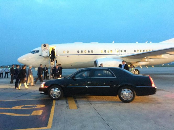 Máy bay chở Ngoại trưởng Hoa Kỳ John Kerry - Ảnh: Việt Dũng