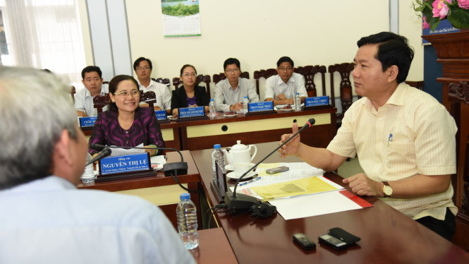 Bí thư Đinh La Thăng tại buổi làm việc sáng 20-5 - Ảnh: Tự Trung Bí thư Đinh La Thăng tại buổi làm việc sáng 20-5 - Ảnh: Tự Trung