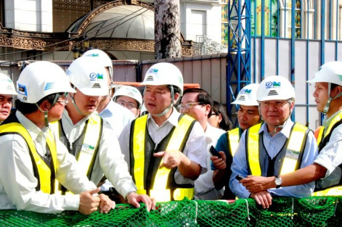 Bí thư Thăng thị sát hầm B1 gói thầu 1B, dự án metro số 1 Bến Thành - Suối Tiên