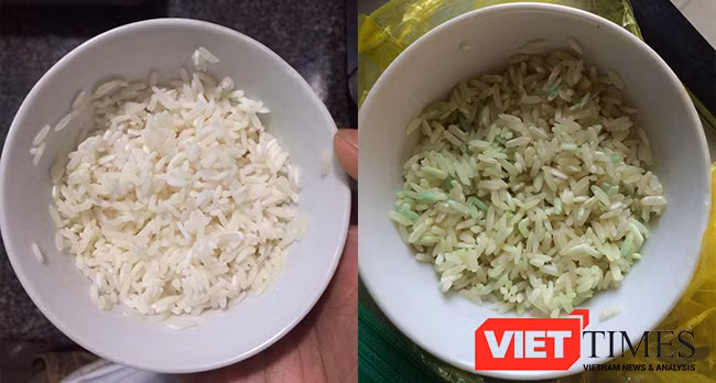 Gạo đổi màu xanh kèm mùi hôi khó chịu khiến người dân lo lắng