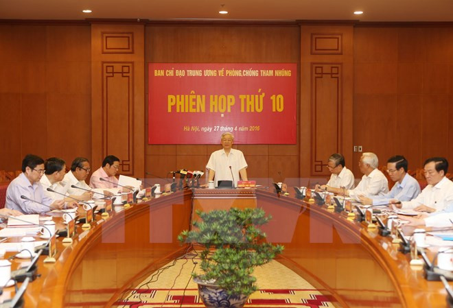 Toàn cảnh phiên họp thứ 10 Ban Chỉ đạo Trung ương về phòng, chống tham nhũng. (Ảnh: Trí Dũng/TTXVN)