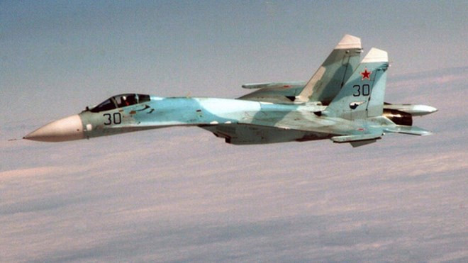Một chiến đấu cơ Su-27 của Nga tham gia diễn tập trên bầu trời Anchorage, Alaska (Mỹ) tháng 8/2010. (Nguồn: Quân đội Mỹ)