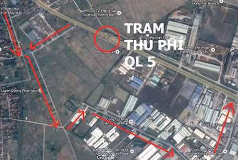 Sơ đồ hướng dẫn một đườngné trạm thu phí được chia sẻ trên mạng xã hội.