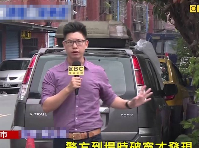 Truyền hình đưa tin về vụ việc tại hiện trường chiếc xe bị bỏ lại. Ảnh: BC.