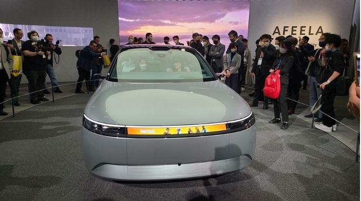 Mẫu xe điện Afeela của Sony và Honda được trưng bày tại CES 2023 (Ảnh: Korea Times)