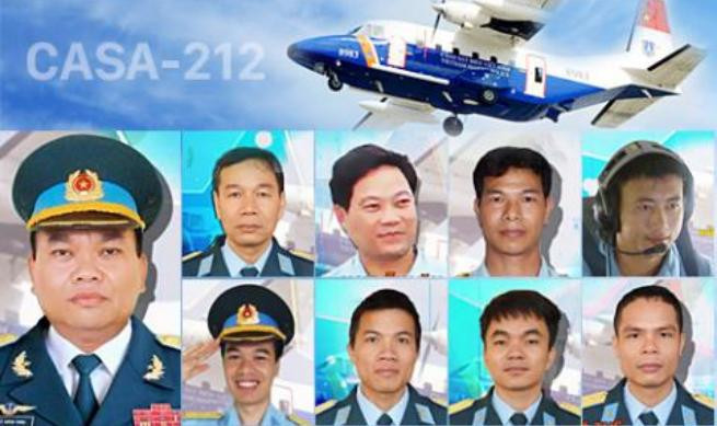 9 quân nhân trên máy bay tuần thám CASA-212 số hiệu 8983 gặp nạn. Ảnh: VNE.