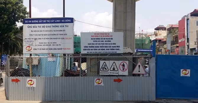 Khu vực xảy ra sự cố sáng 25/8 tại dự án đường sắt trên cao tuyến Cát Linh - Hà Đông