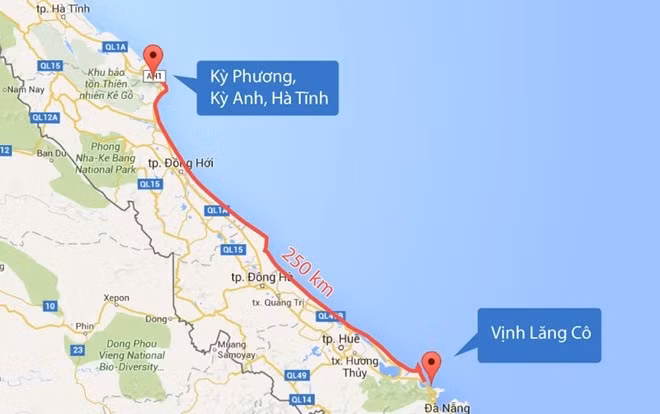 Vùng ảnh hưởng của sự cố Formosa. Ảnh: Zing