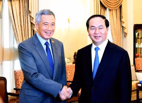 Chủ tịch nước Trần Đại Quang hội kiến với Thủ tướng Singapore Lý Hiển Long