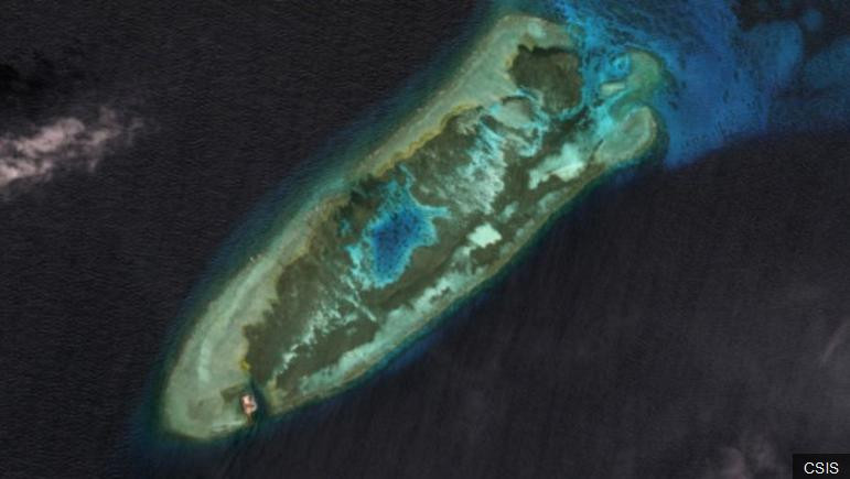 Đá Gạc Ma thuộc quần đảo Trường Sa của Việt Nam, hiện bị Trung Quốc chiếm đóng và quân sự hóa bất hợp pháp. Nguồn ảnh: CSIS/Đa Chiều.